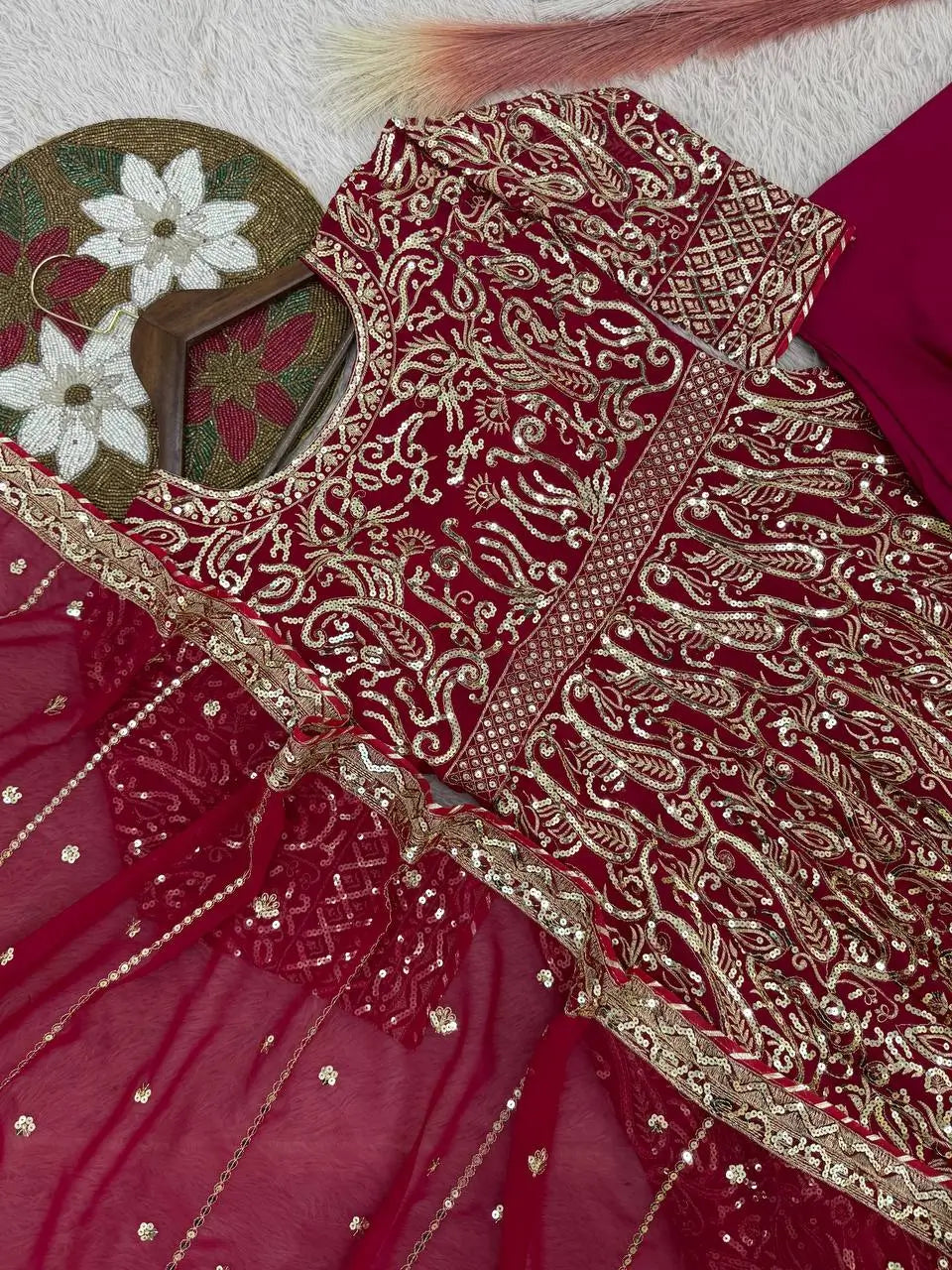 Embroidered Georgette Anarkali Gown Set