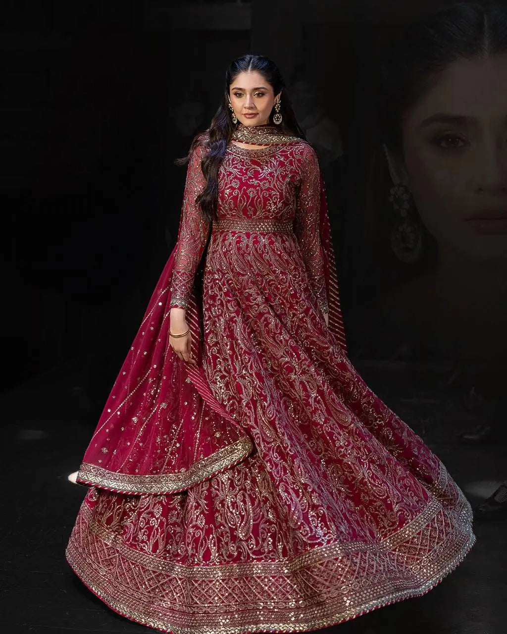 Embroidered Georgette Anarkali Gown Set