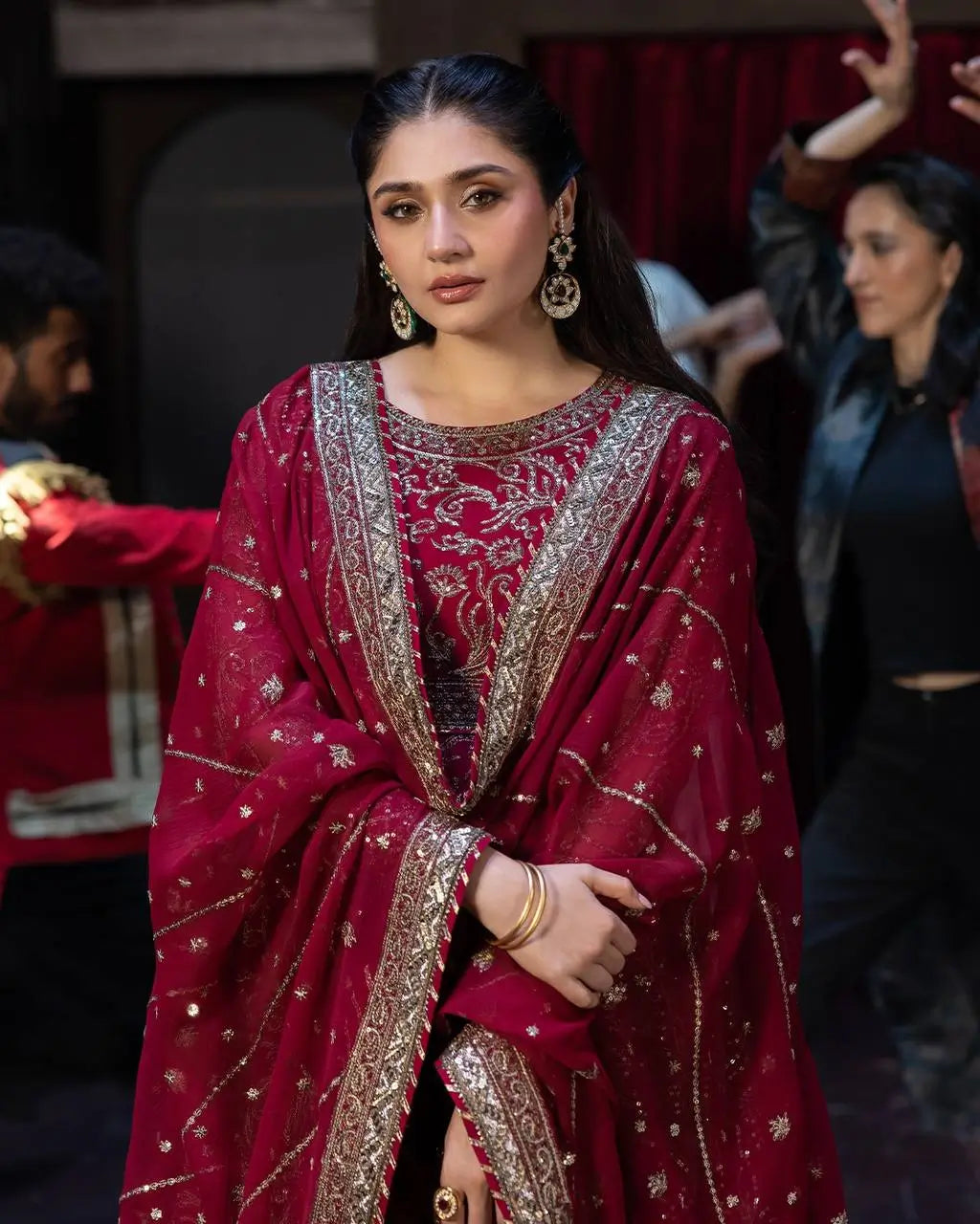 Embroidered Georgette Anarkali Gown Set