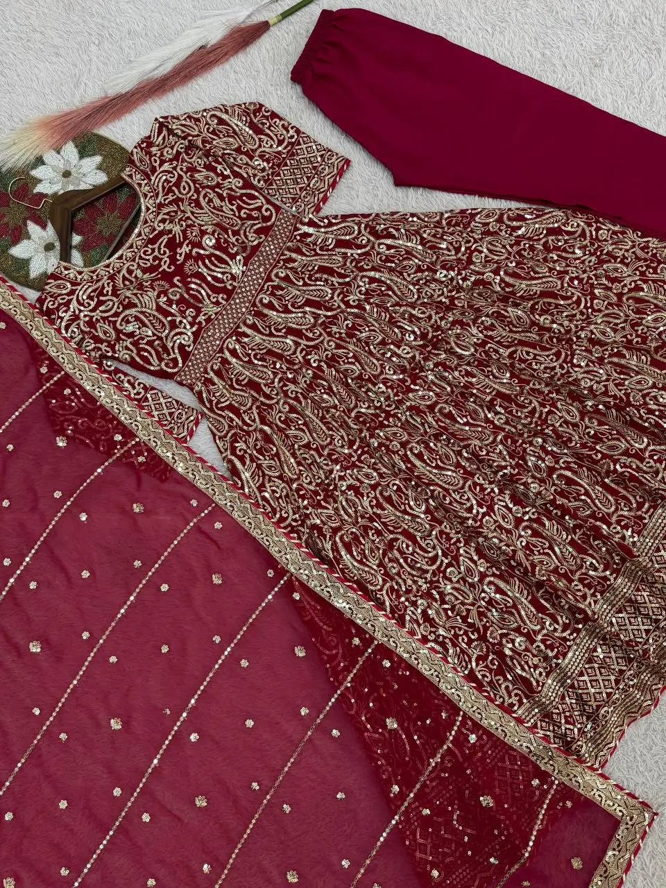 Embroidered Georgette Anarkali Gown Set