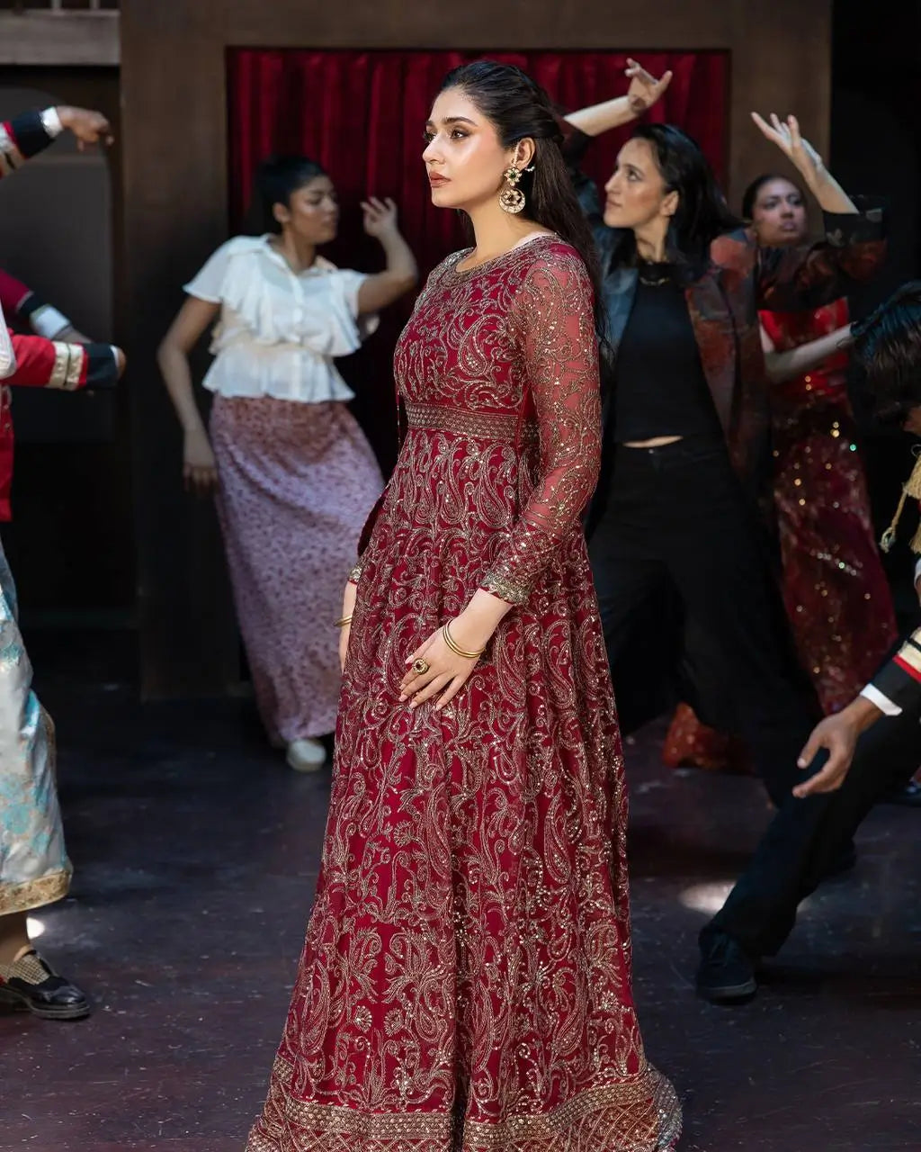 Embroidered Georgette Anarkali Gown Set