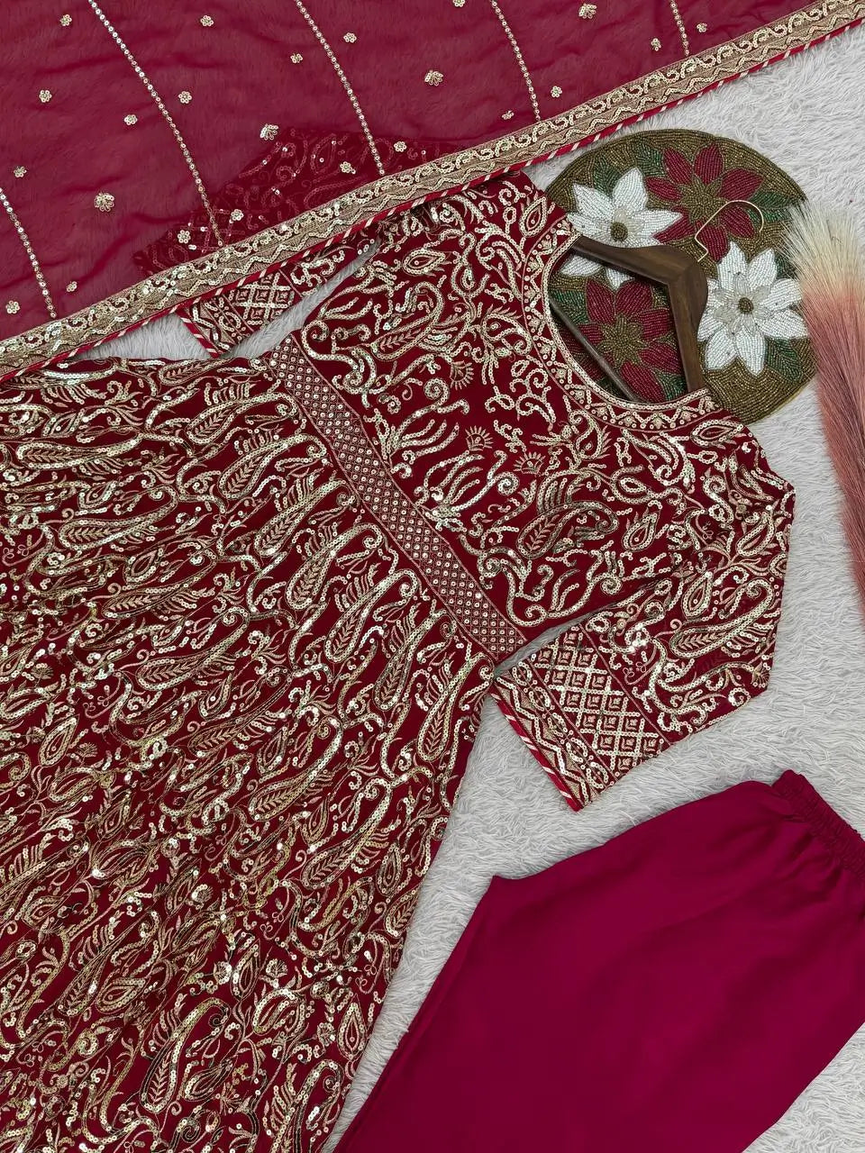 Embroidered Georgette Anarkali Gown Set