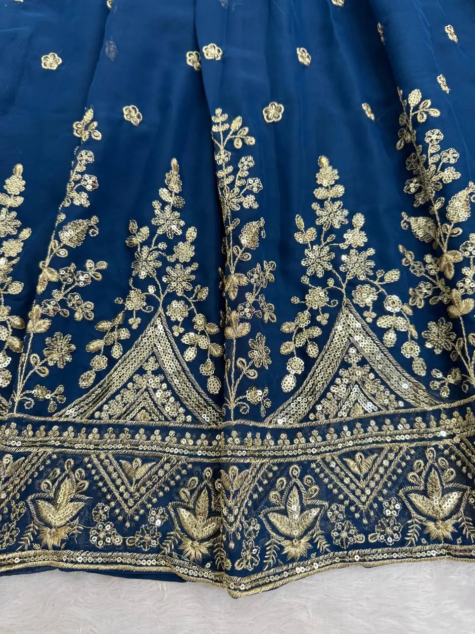 Embroidered Georgette Anarkali Gown Set with Dupatta