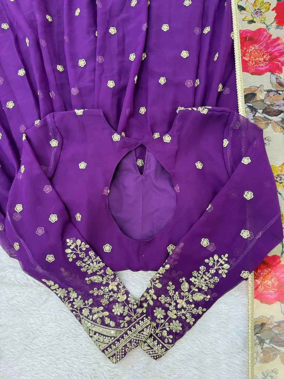 Embroidered Georgette Anarkali Gown Set with Dupatta