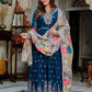 Embroidered Georgette Anarkali Gown Set with Dupatta