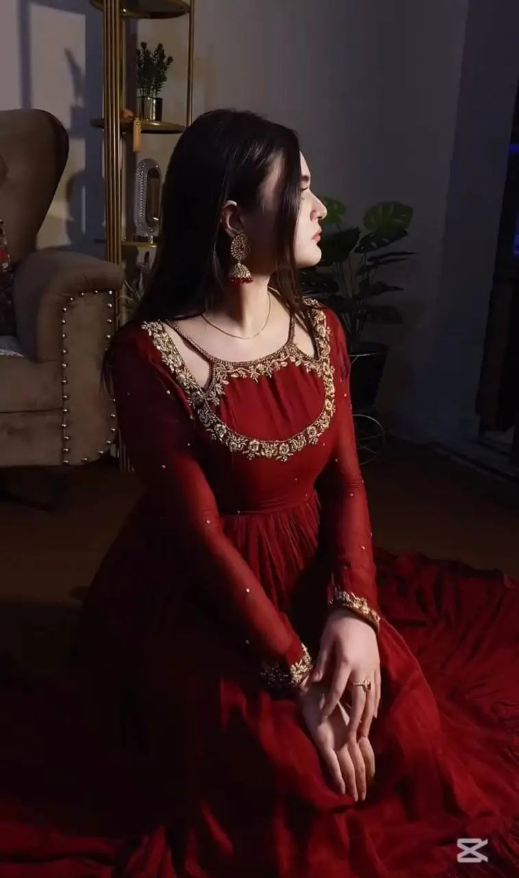 Embroidered Georgette Anarkali Set