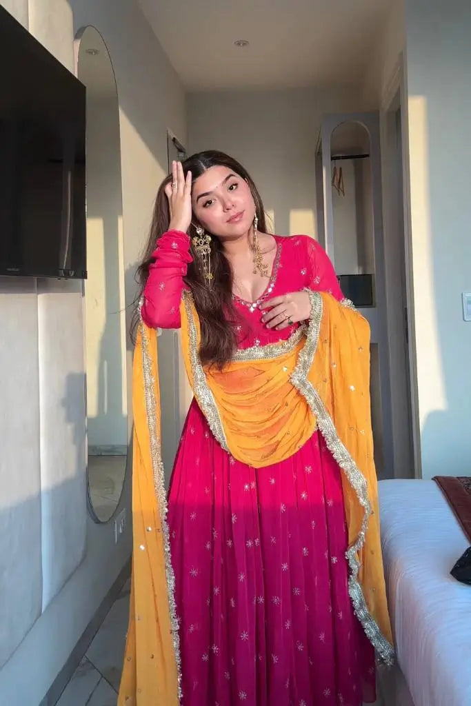 Embroidered Georgette Anarkali Set