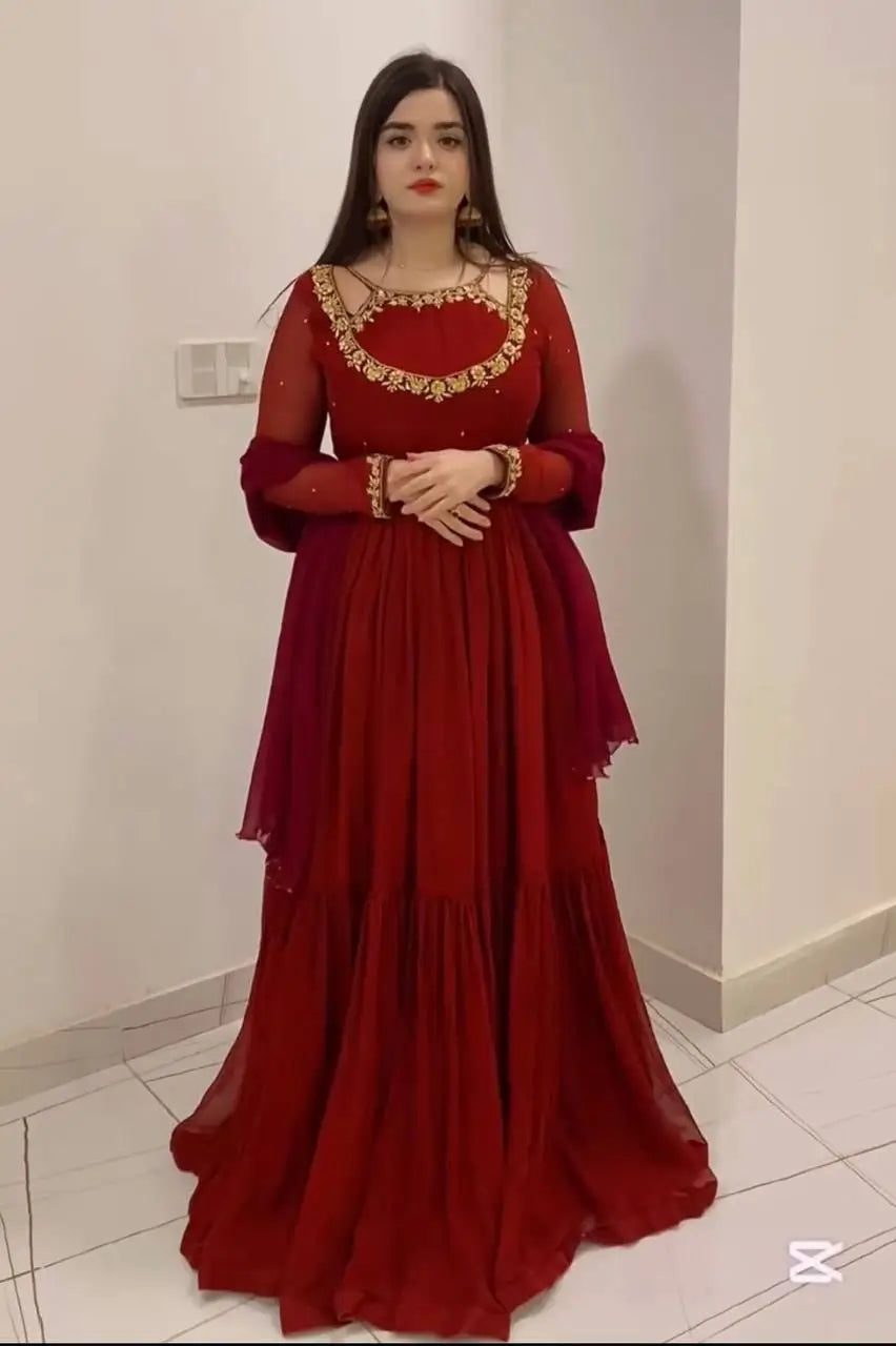 Embroidered Georgette Anarkali Set