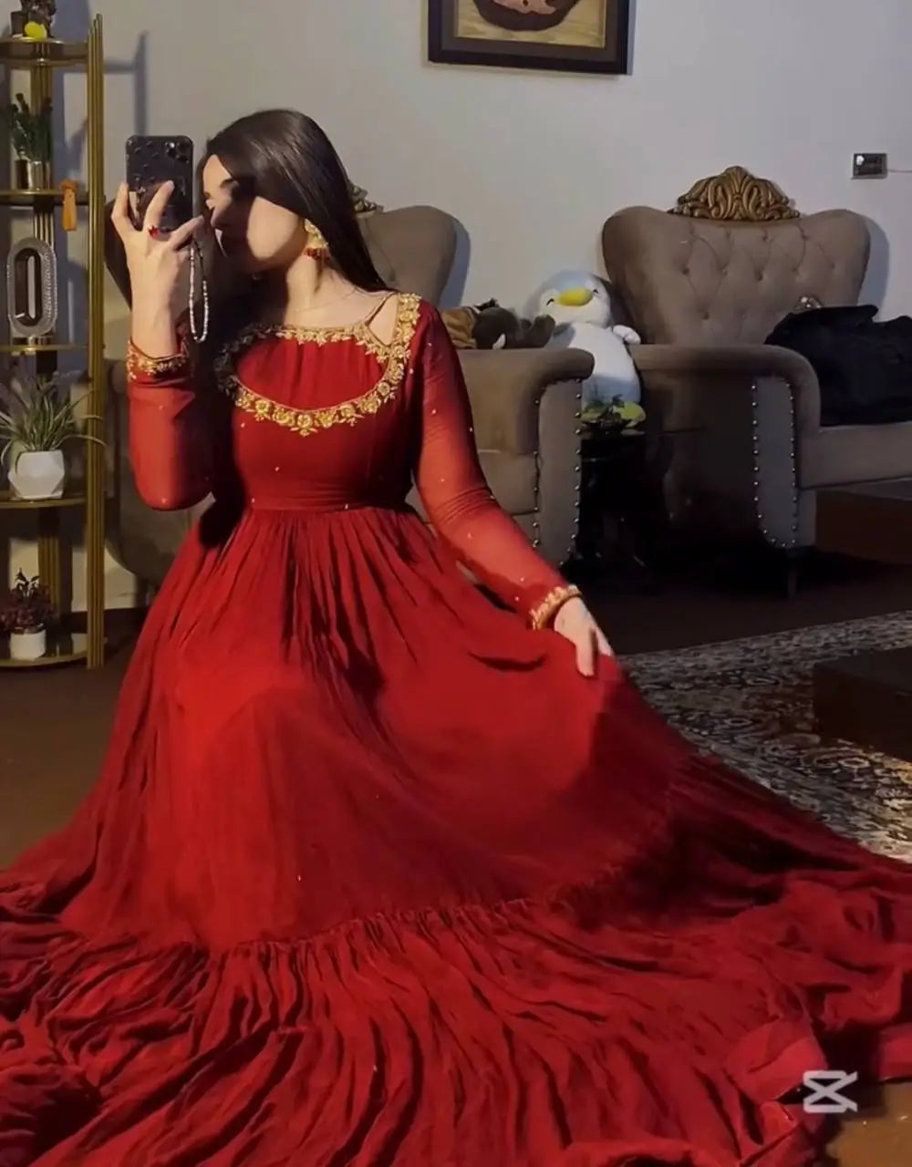 Embroidered Georgette Anarkali Set