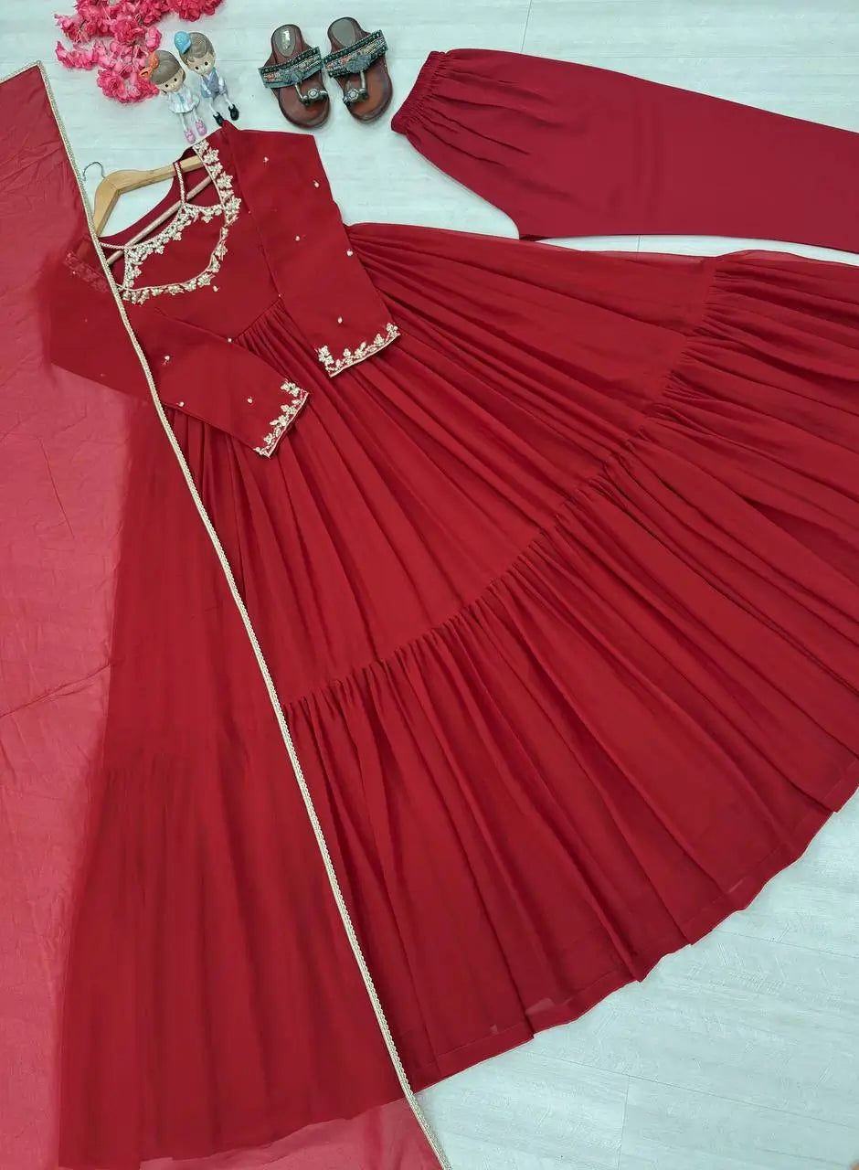Embroidered Georgette Anarkali Set