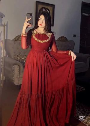 Embroidered Georgette Anarkali Set