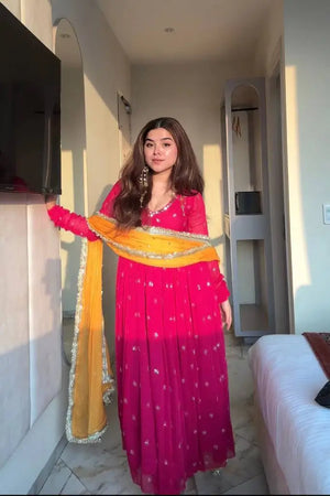 Embroidered Georgette Anarkali Set
