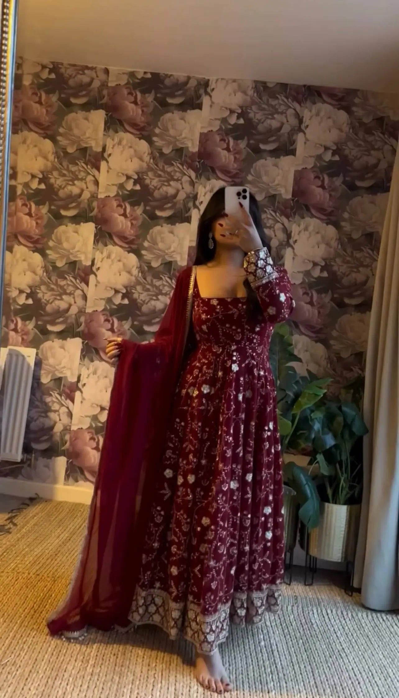 Embroidered Georgette Anarkali Suit Set