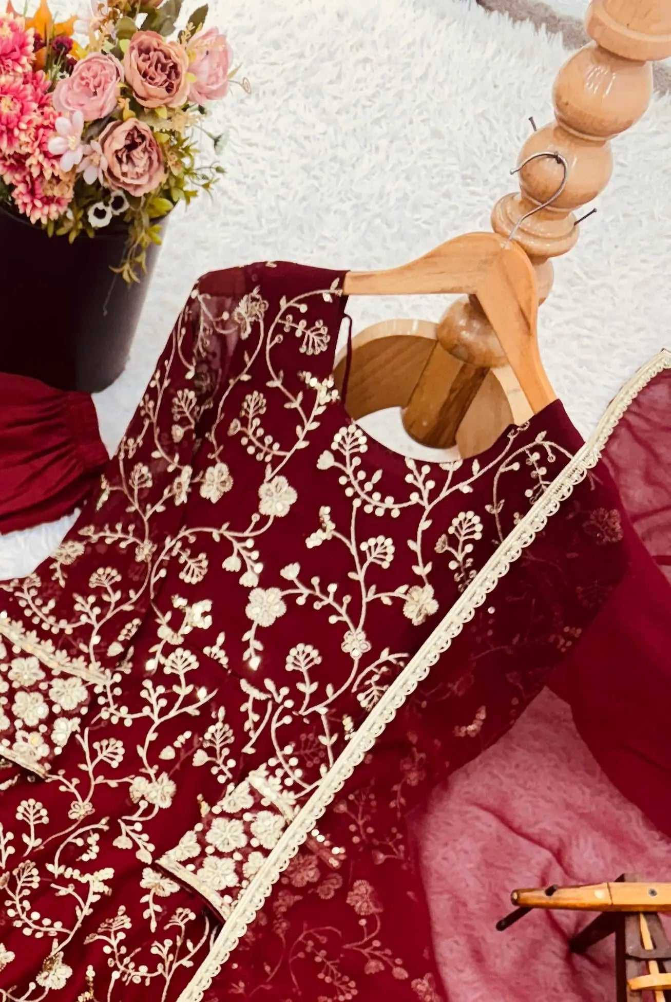 Embroidered Georgette Anarkali Suit Set