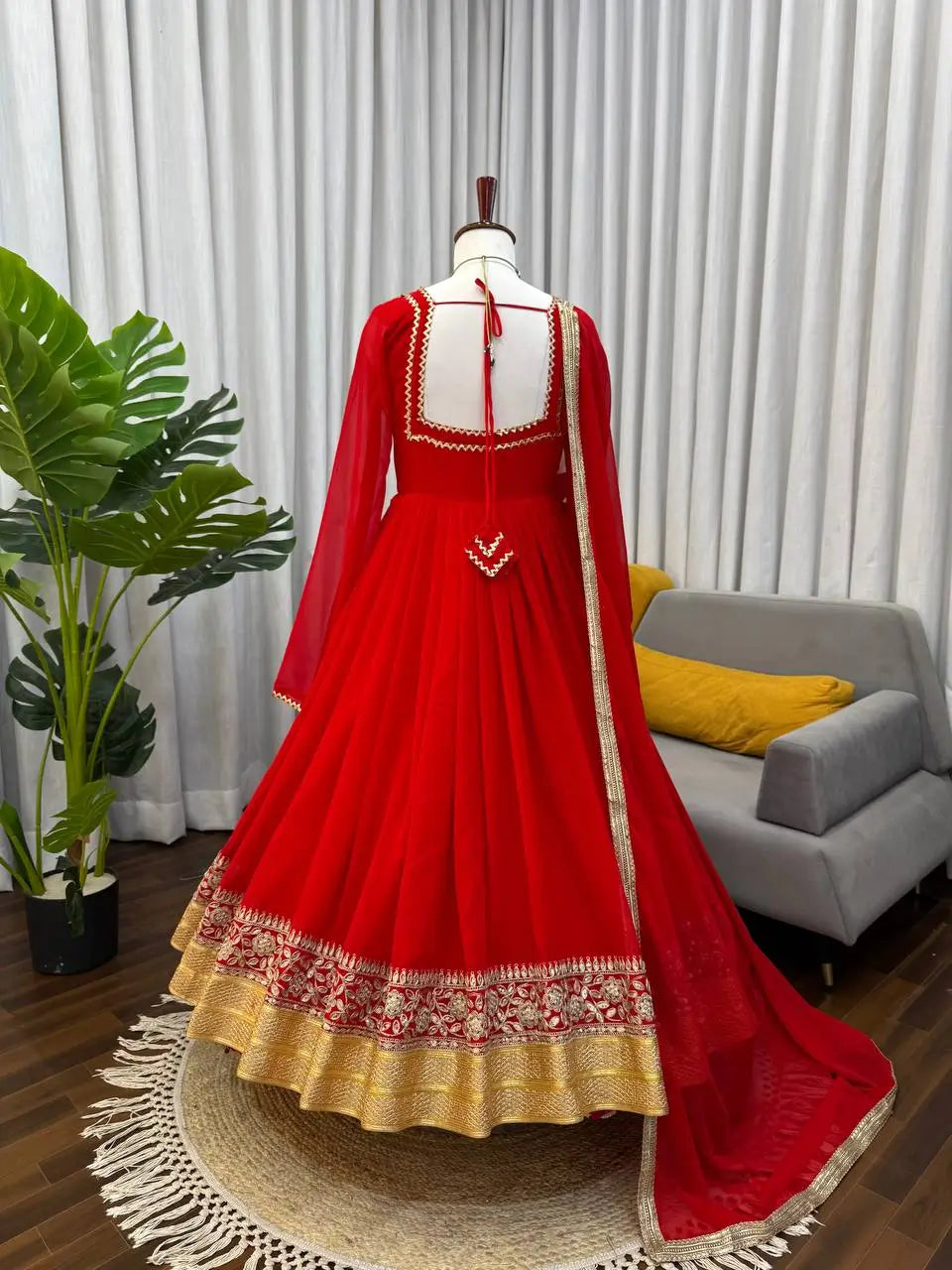Embroidered Georgette Anarkali Suit Set with Dupatta