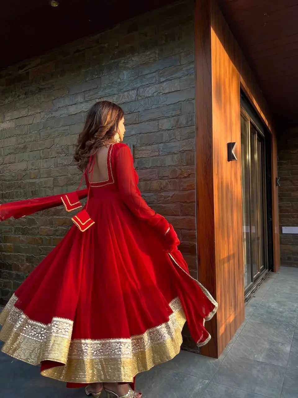 Embroidered Georgette Anarkali Suit Set with Dupatta