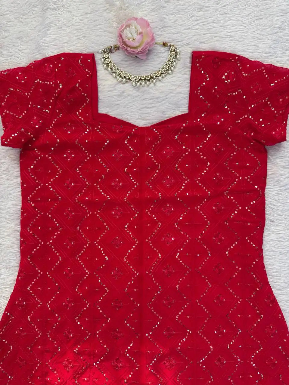 Embroidered Georgette Bootcut Suit Set