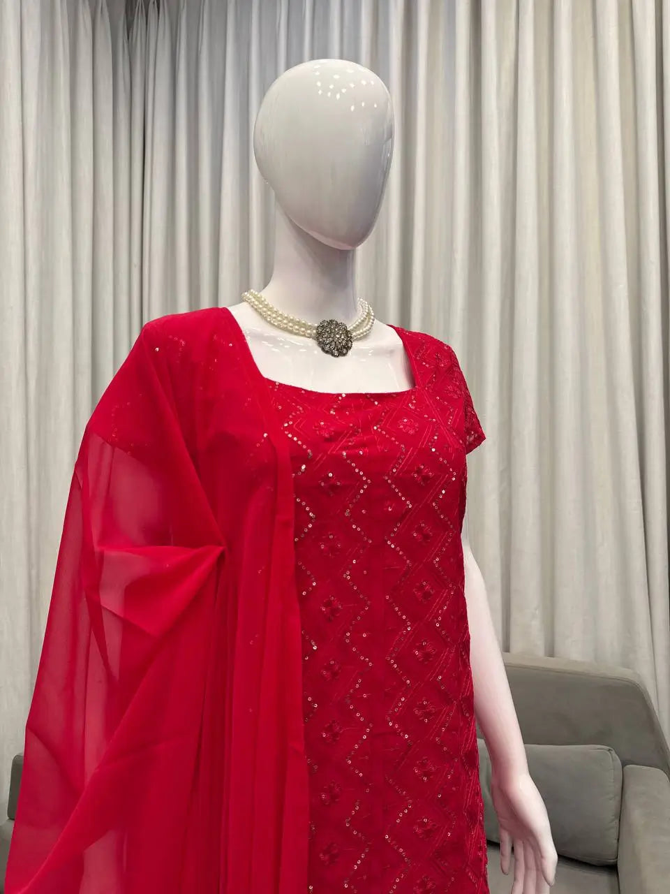 Embroidered Georgette Bootcut Suit Set