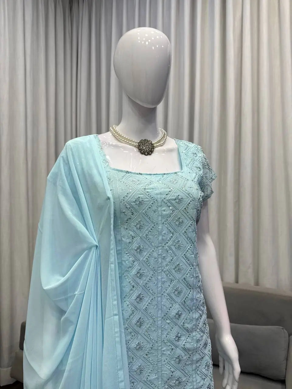 Embroidered Georgette Bootcut Suit Set