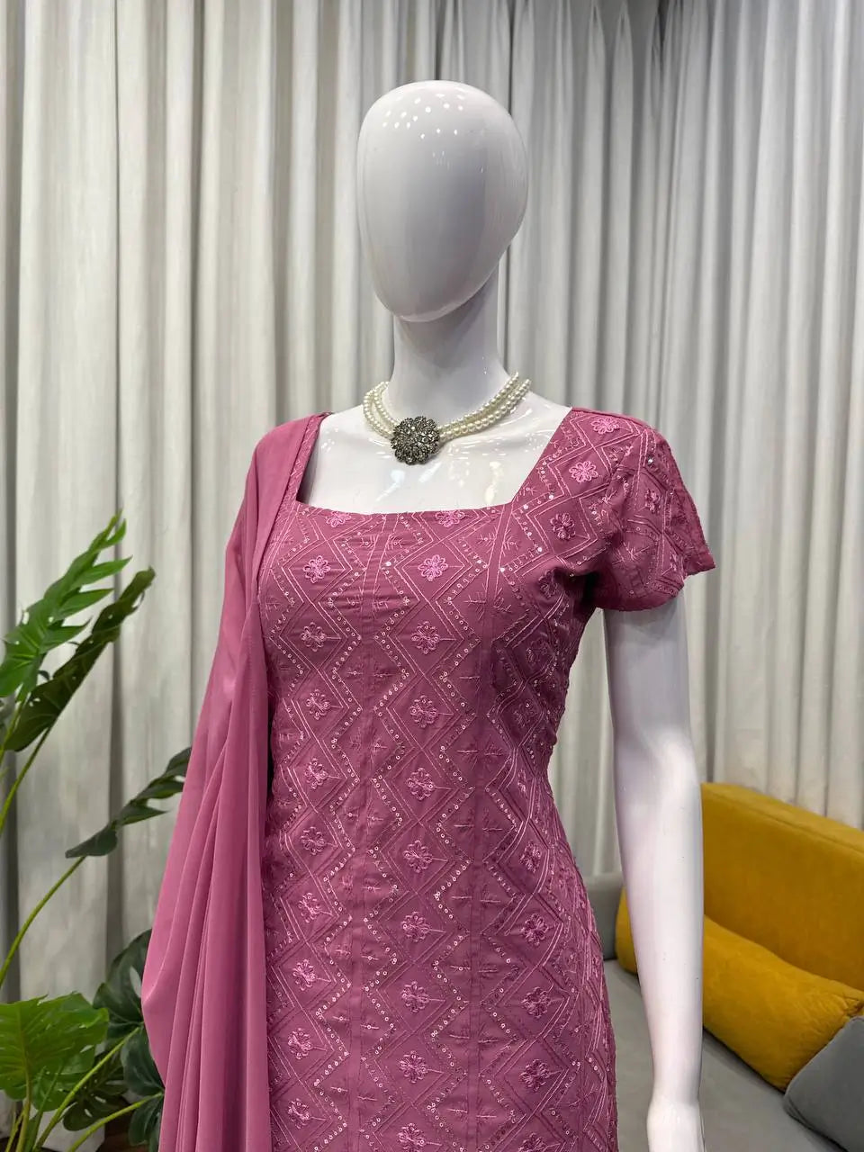 Embroidered Georgette Bootcut Suit Set