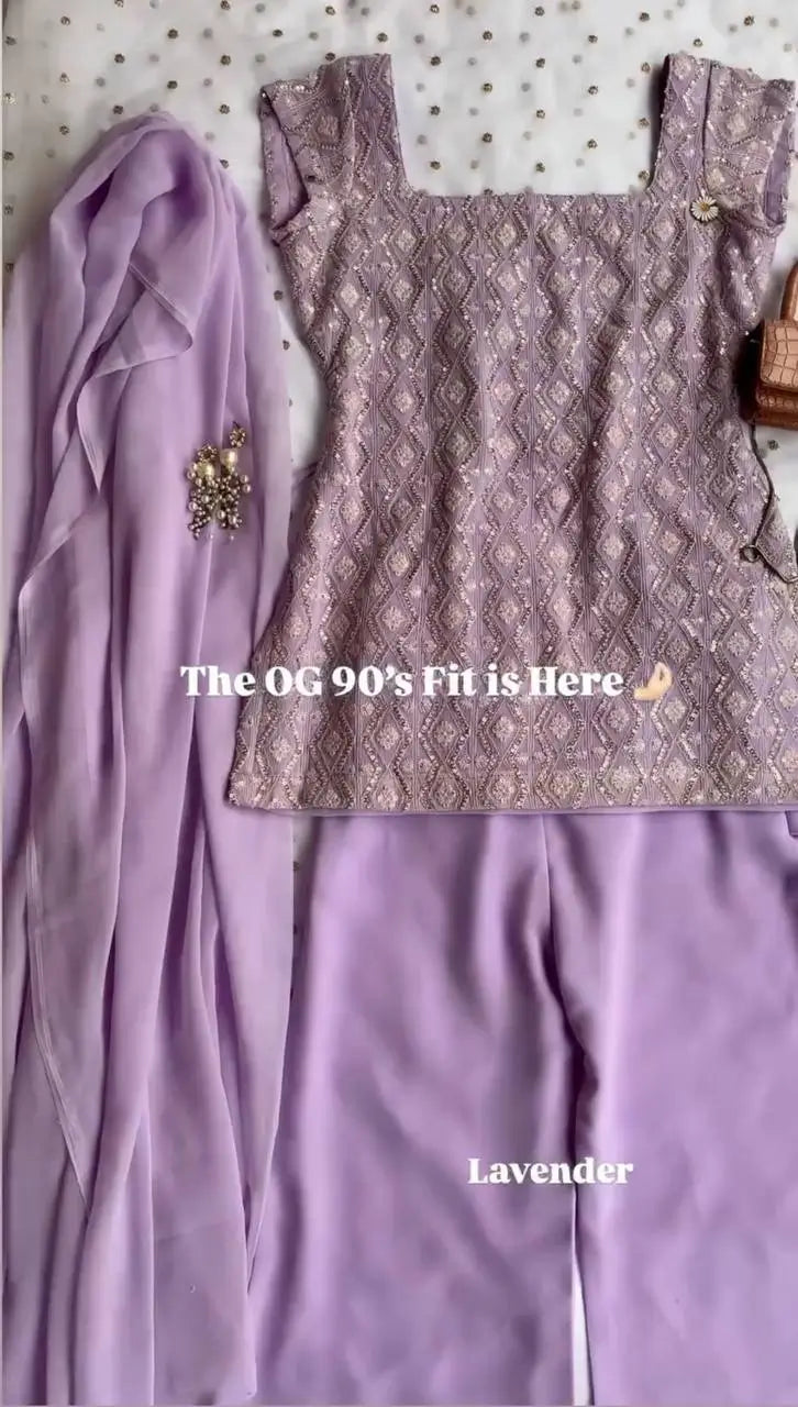 Embroidered Georgette Bootcut Suit Set