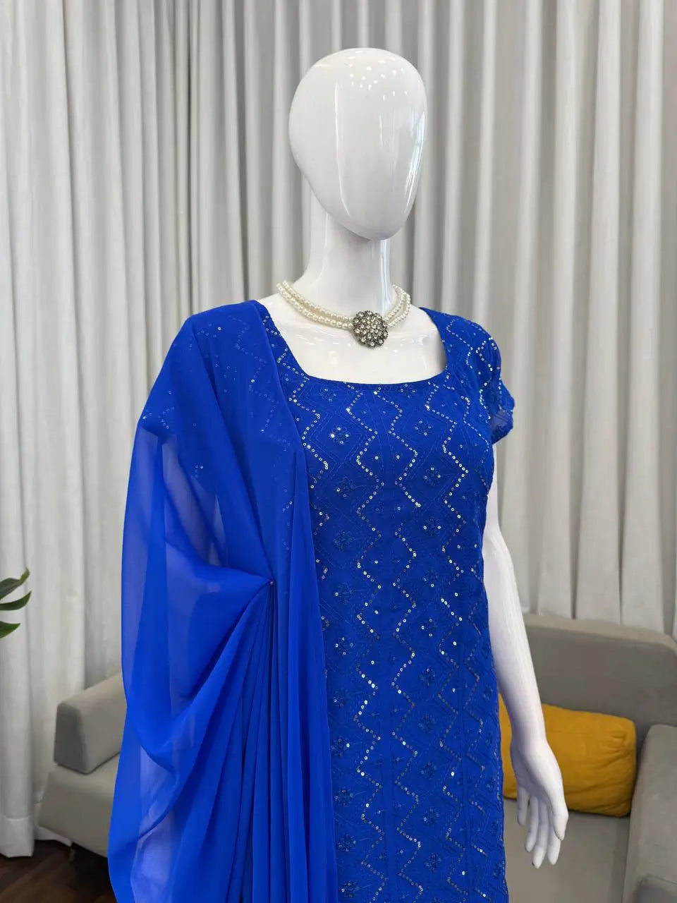 Embroidered Georgette Bootcut Suit Set