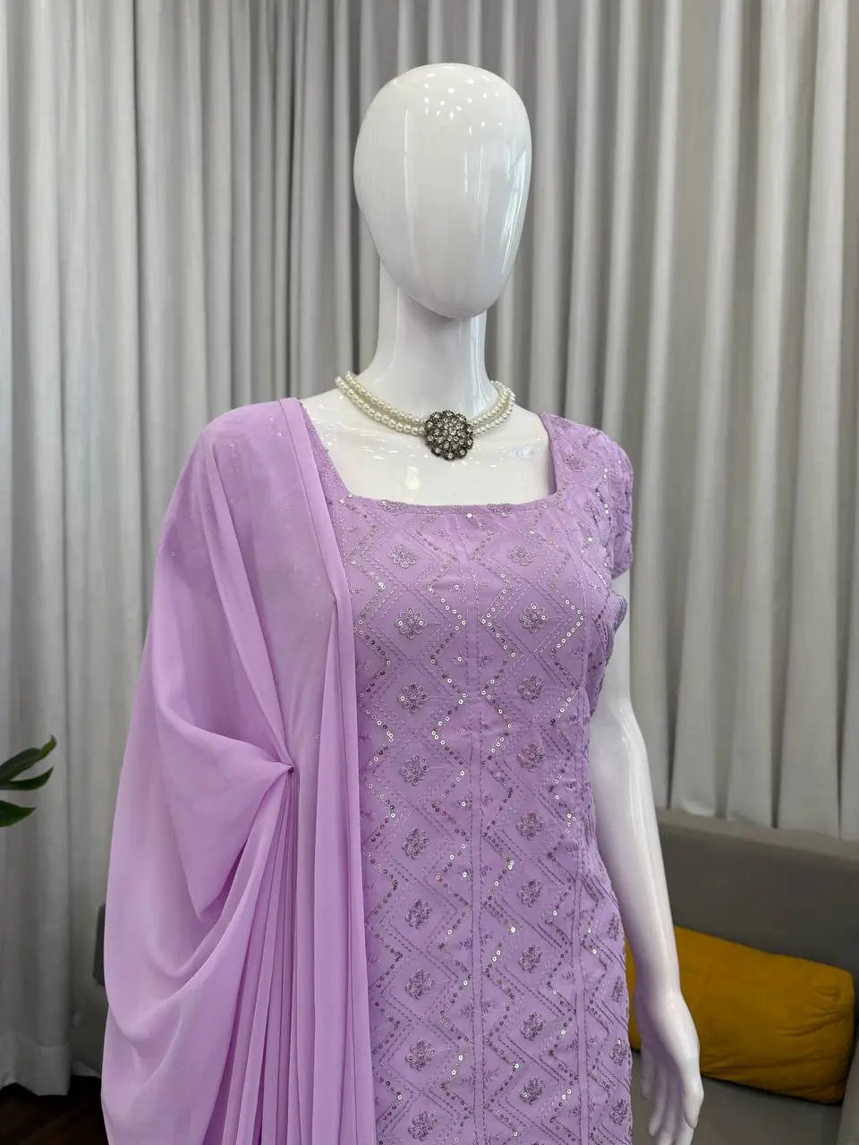 Embroidered Georgette Bootcut Suit Set