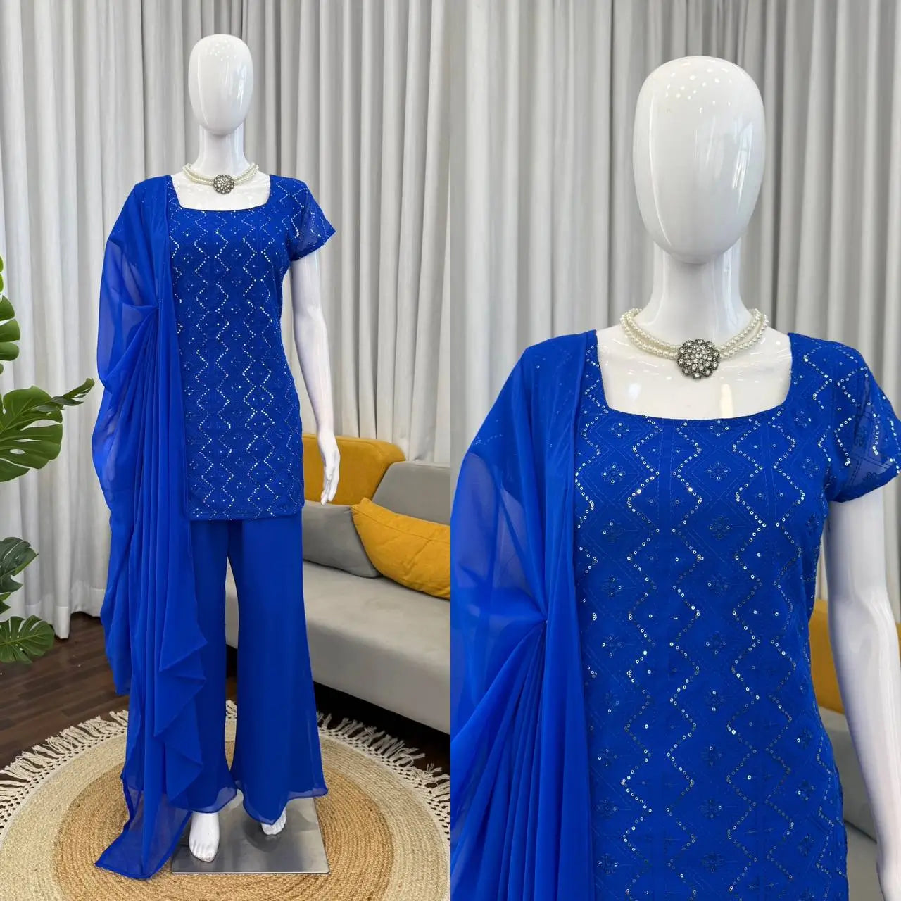 Embroidered Georgette Bootcut Suit Set