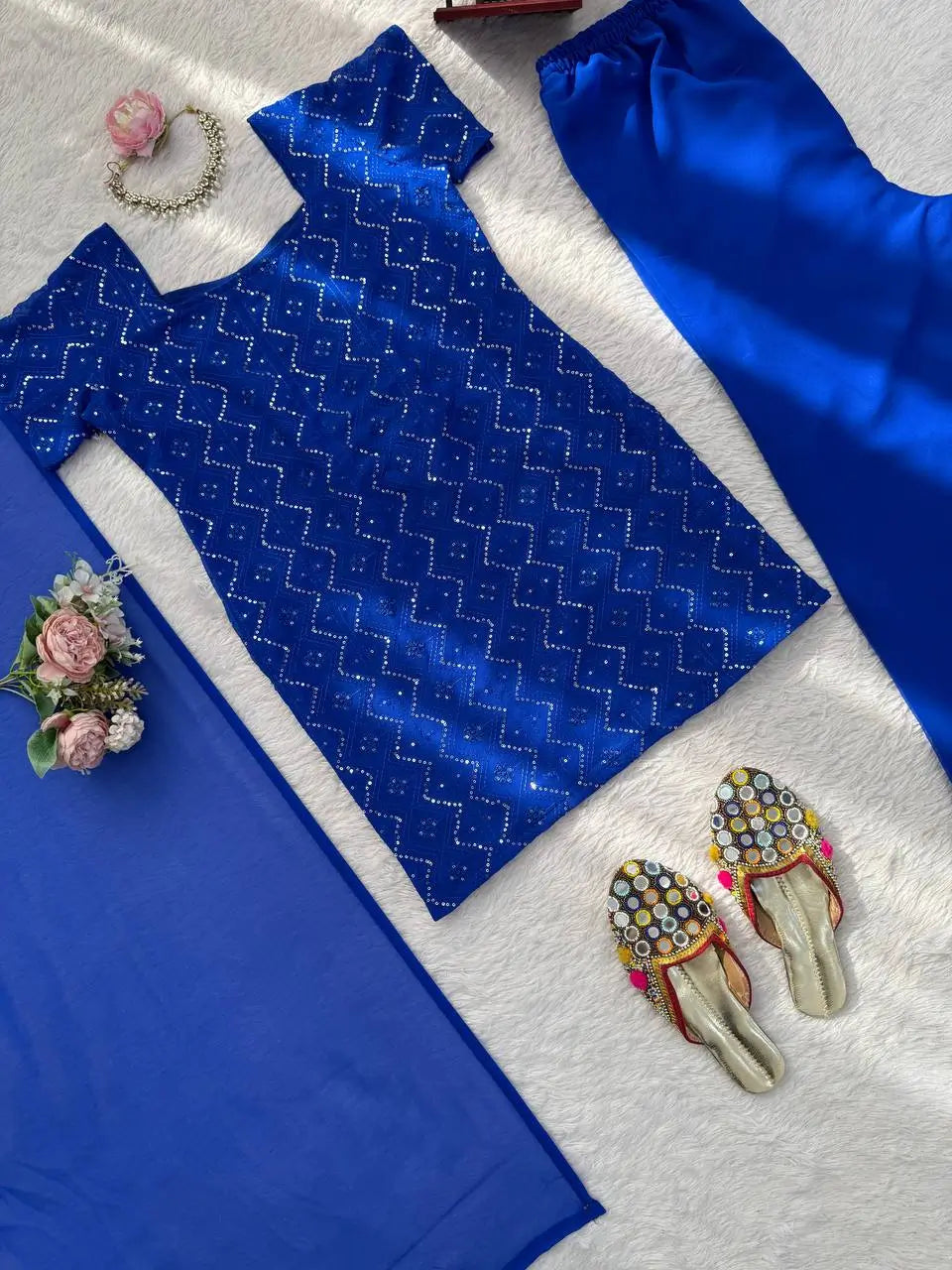 Embroidered Georgette Bootcut Suit Set