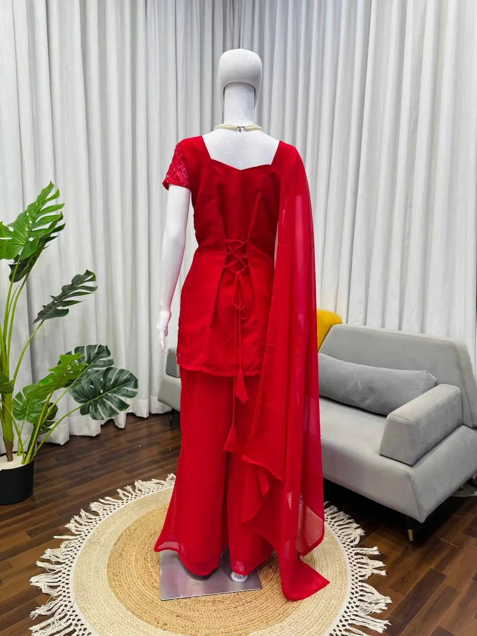 Embroidered Georgette Bootcut Suit Set