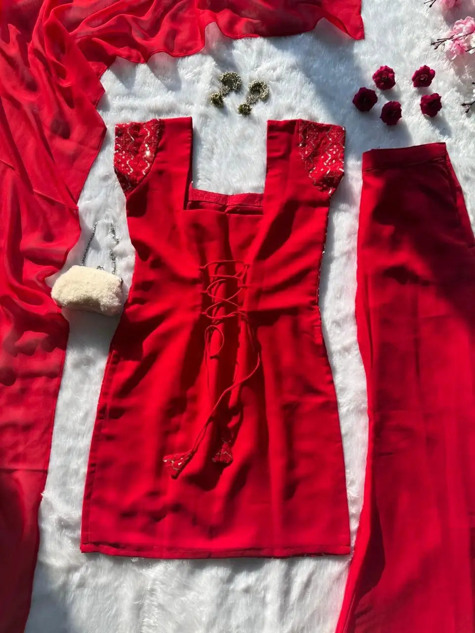 Embroidered Georgette Bootcut Suit Set