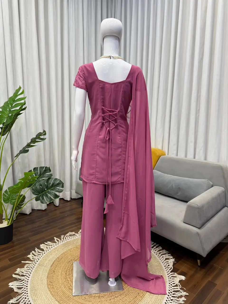 Embroidered Georgette Bootcut Suit Set