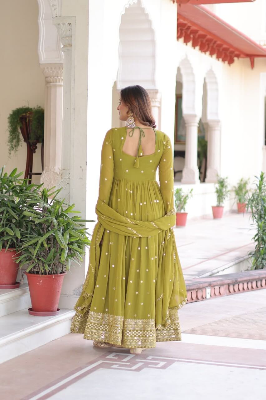 Embroidered Georgette Festive Gown Set