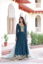 Embroidered Georgette Festive Gown Set
