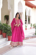 Embroidered Georgette Festive Gown Set