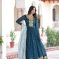 Embroidered Georgette Festive Gown Set