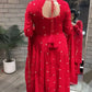 Embroidered Georgette Gown Palazzo Set with Dupatta