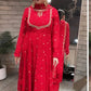 Embroidered Georgette Gown Palazzo Set with Dupatta