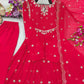 Embroidered Georgette Gown Palazzo Set with Dupatta