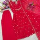 Embroidered Georgette Gown Palazzo Set with Dupatta