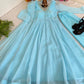 Embroidered Georgette Gown Set with Dupatta and Bottom