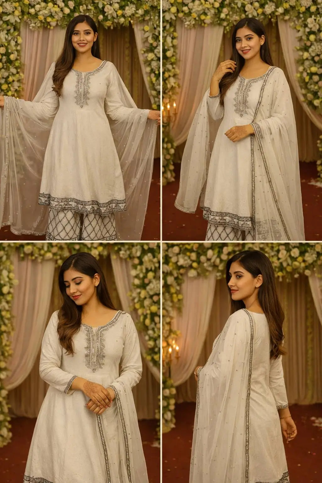 Embroidered Georgette Kurta Palazzo Set with Dupatta for Festive and Party Wear
