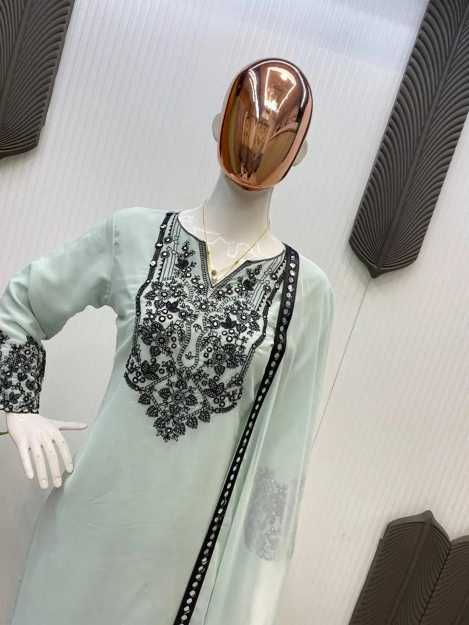 Embroidered Georgette Kurta Pant Set for Festive and Occasion Wear