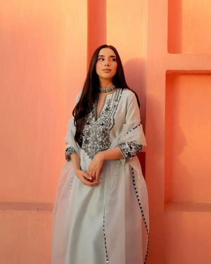 Embroidered Georgette Kurta Pant Set for Festive and Occasion Wear