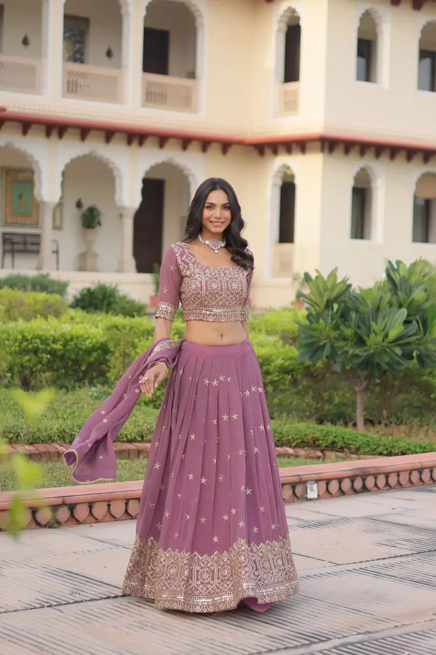 Embroidered Georgette Lehenga Choli Set