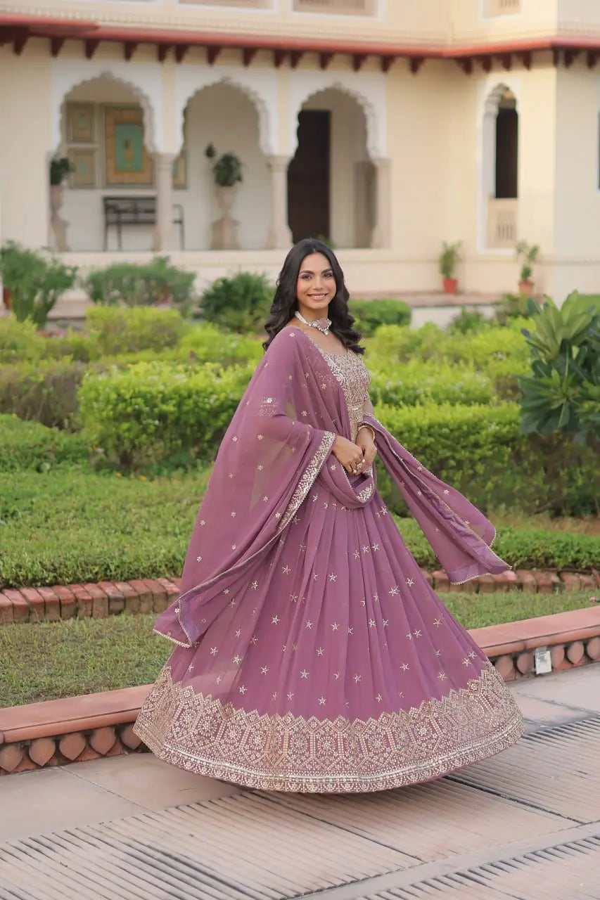 Embroidered Georgette Lehenga Choli Set
