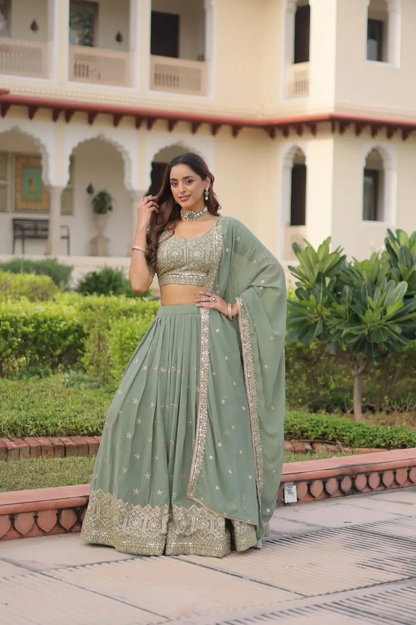 Embroidered Georgette Lehenga Choli Set