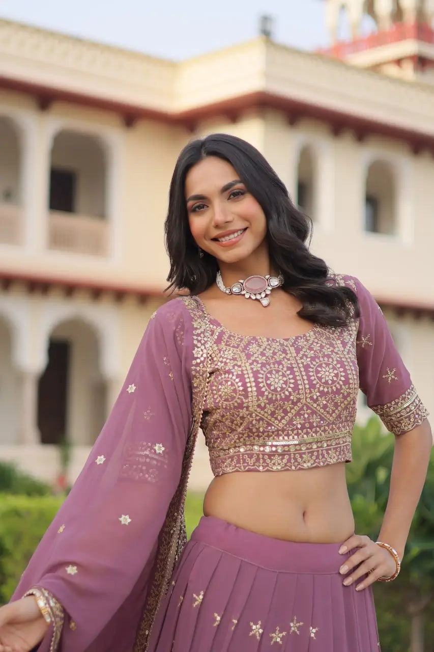 Embroidered Georgette Lehenga Choli Set