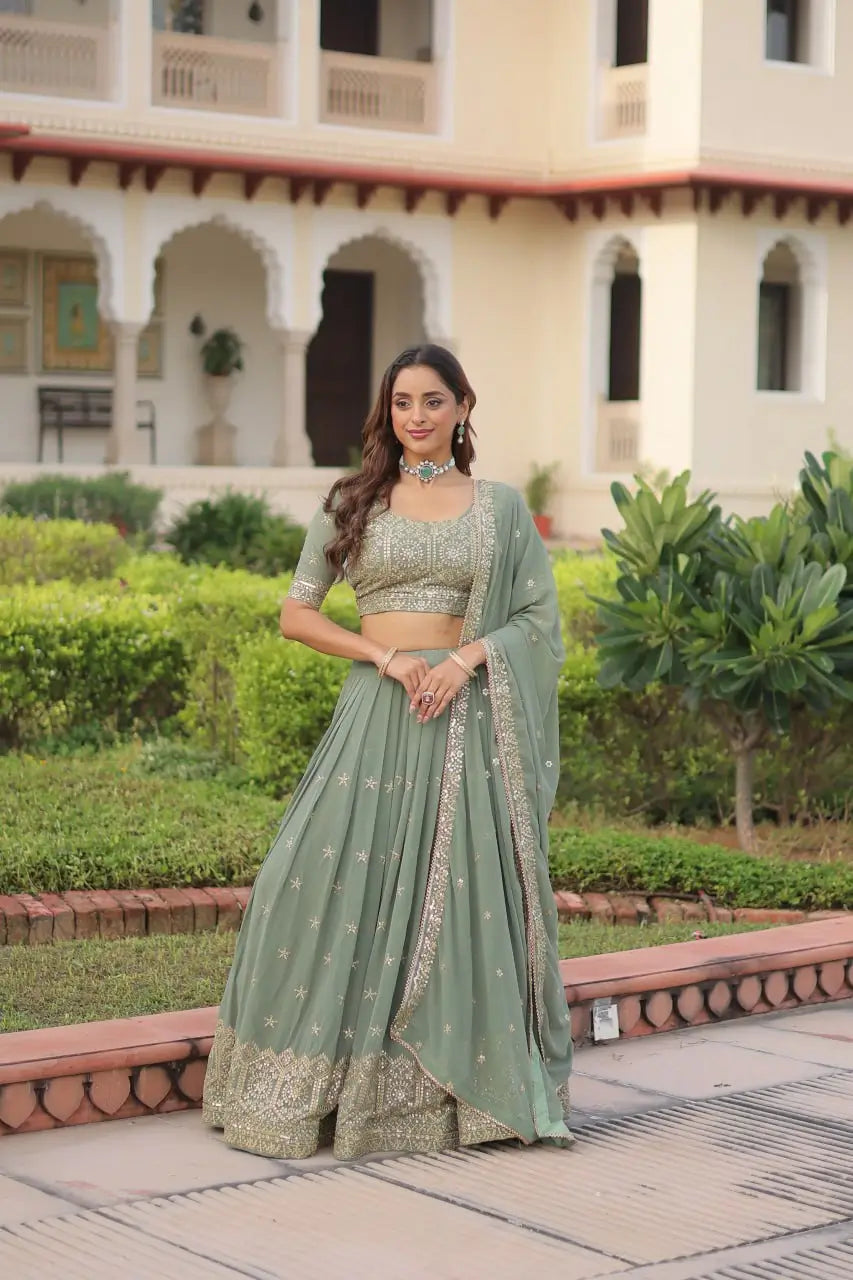Embroidered Georgette Lehenga Choli Set