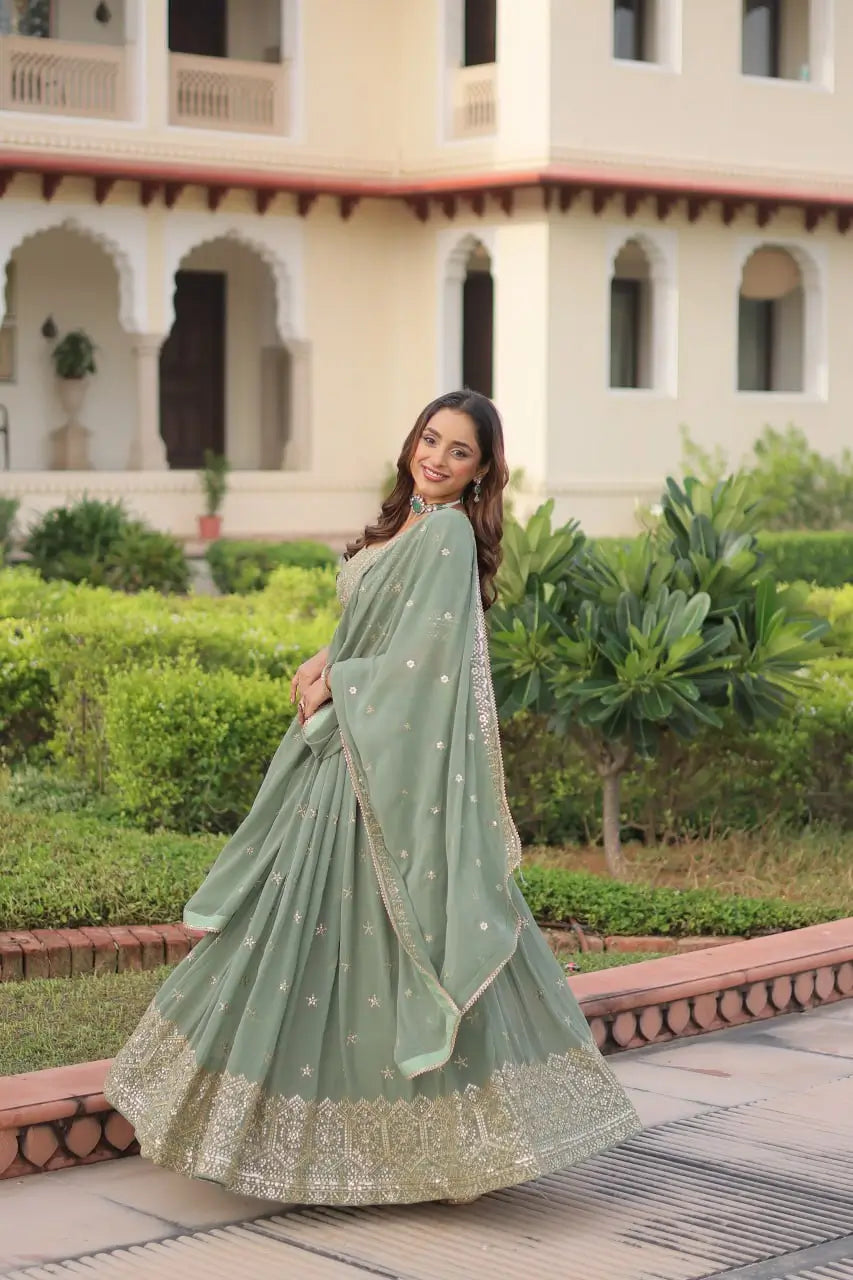 Embroidered Georgette Lehenga Choli Set